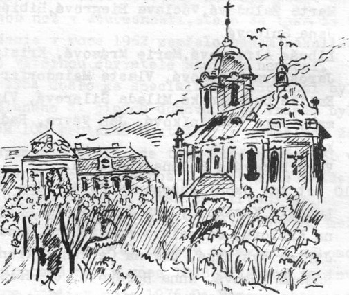 Zamek a kostel kresba